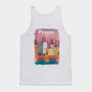 Prague Colorful Vintage Minimal Travel Poster Tank Top